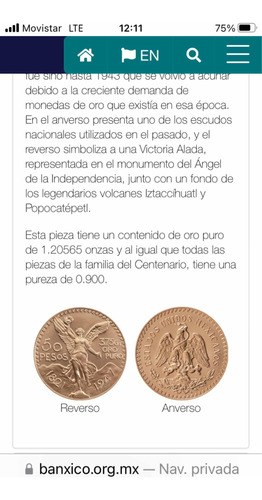 Centenario Oro 50 Pesos