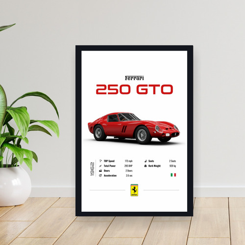 Cuadro 30x40 Auto Minimalista Auto Ferrari 250 Gto
