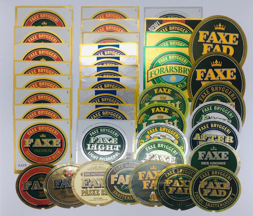 39 Rótulos Antigos Cerveja Faxe Originais Sem Uso - Fa01