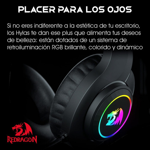 Imagen 3 de 7 de Diadema Gamer Redragon H260rgb Hylas Usb/3.5mm Con Micrófono