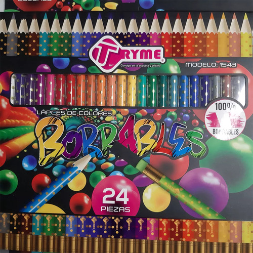 Colores Tryme Borrables 24 Lápices Ideal Para Escuela Trazo 1543