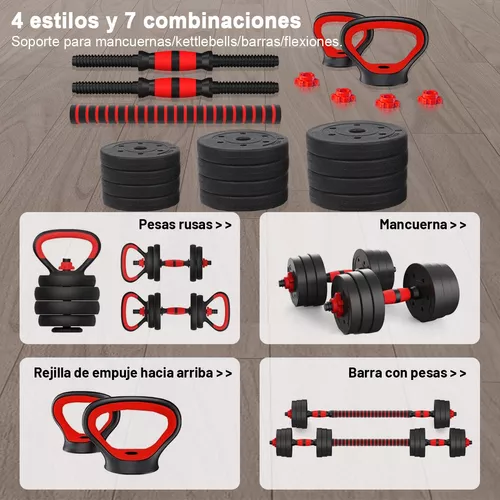Kit Set De Mancuernas Ajustables Pesas Alta Calidad 20kg Gym Color Negro