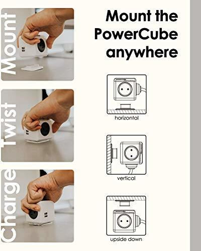 Power Strip, Allocacoc Powercube | Ampliado |, 4 Salidas Y 2