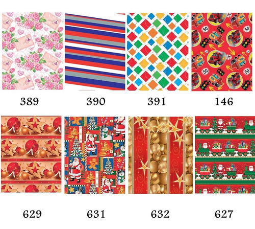 Papel De Presente Varias Estampas - Pacote Com 40 Folhas