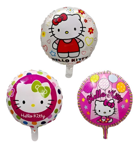 Hello Kitty Globos Set X 3 + Clips + Stickers