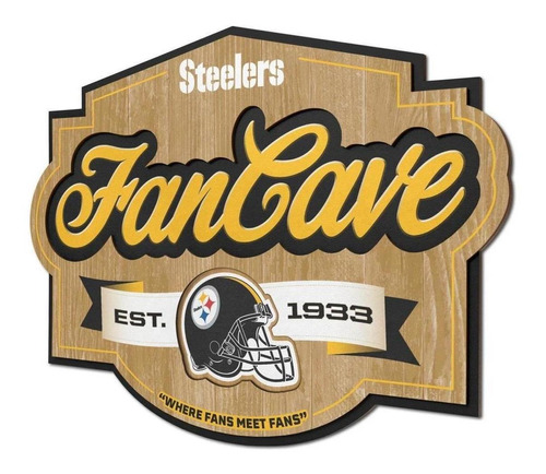 Letrero Madera Fan Cave 3d Sign Steelers