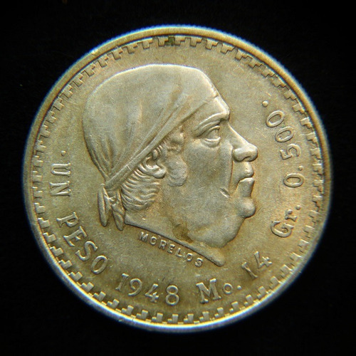 Moneda Un 1 Peso 1947 1948 Morelos Cacheton Plata Elije Uno