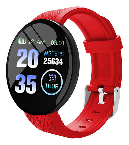 Smartwatch Monitoreo Reloj Inteligente Deportivo D18 Watch Caja Negro Bisel Rojo