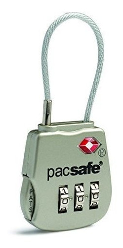 Pacsafe Prosafe 800 tsa Aceptado 3-dial Cable Lock, Plateado