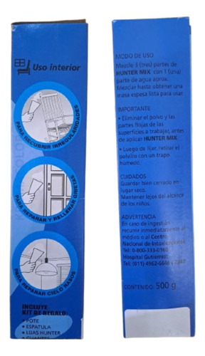 Kit Pre Mezcla Hunter Mix Adhesiva Interior 500g Revocar Rellenar Reparar