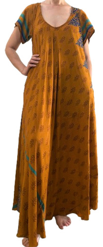 Vestido Largo Seda Boho Importado India Tipo Holi Rapsodia