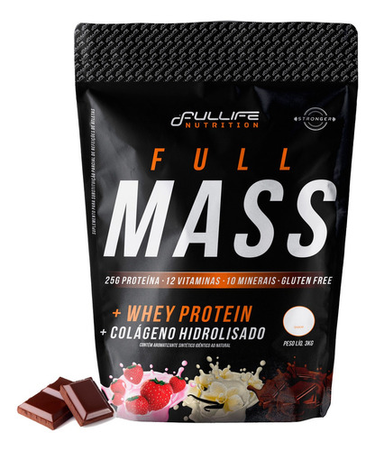 Massa Full Mass Fullife Nutrition 3kg Sabor Baunilha