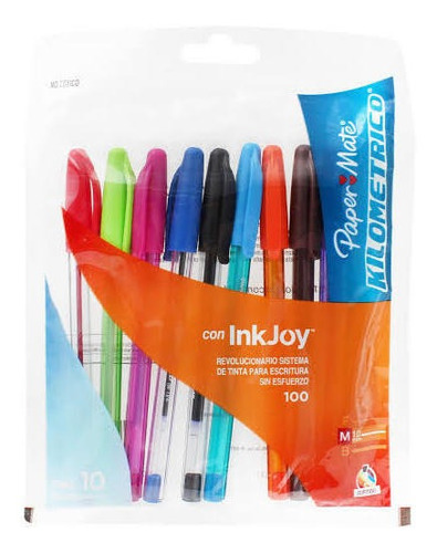Bolígrafos Punto Mediano 1.0 Mm Paper Mate 10 Pzs De Colores