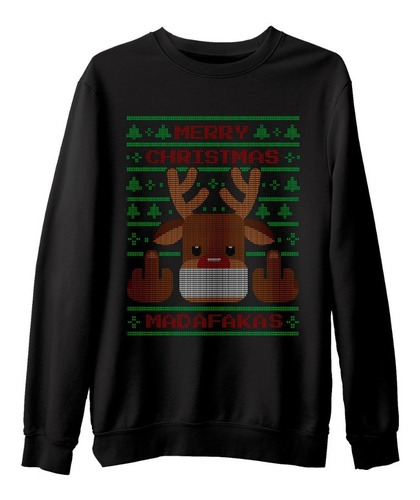 Sudadera Sueter Ugly Reno Navidad Madafakas Dedo Unisex