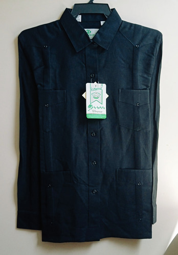 Camisa Caballero  Manga Larga Cuello Mao Italia 100% Algodón