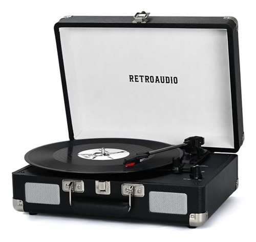 Tocadiscos De Vinilo Portátil Con Bluetooth Y 3 Velocidades,