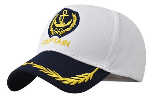 Gorra De Capitán Marinero Blanco/azul Ajustable Unisex