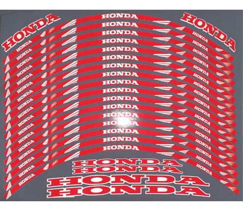 Friso Refletivo Para Roda Honda Vermelho 22 Pçs Universal