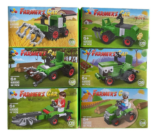 6 Bloque Para Construir Tractor De Granja Bloques Juguete