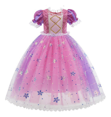 Disfraz De Princesa Rapunzel Para Niñas Con Estampado De Princesa Rapunzel