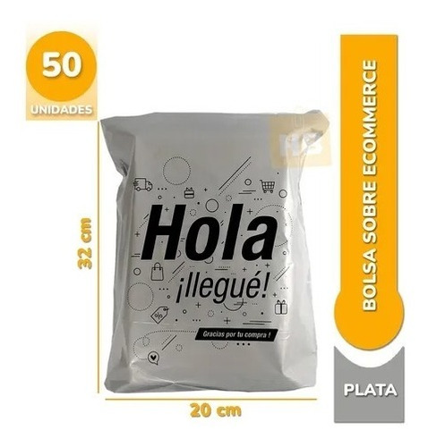 Bolsa Sobre Ecommerce 20x32 Hola Llegue C/adhesivo X50u. 