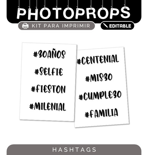 Photobooth Photoprop Cartelitos Para Imprimir 30 Años