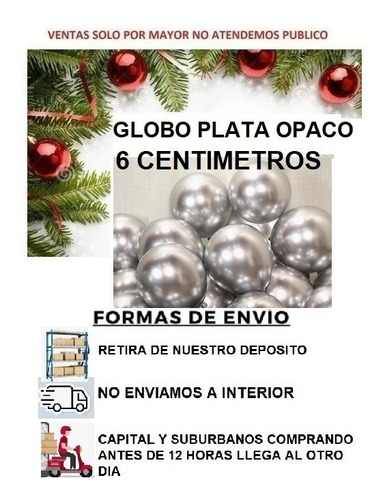 Imagen 1 de 4 de Globo Plata Satin 6 Cm X 20 U Adornos Navidad Bola Bocha