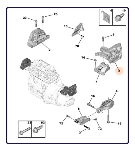 Coxim Esquerdo Do Motor Peugeot 208 2021 A 2023