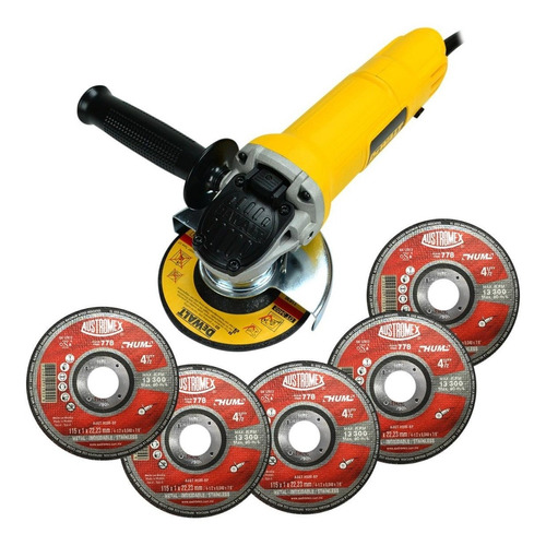 Miniesmeriladora Ang De 4 1/2  Dewalt Dwe4120 + 6 Discos