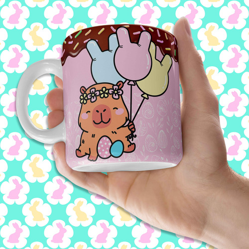 10 Tazas De Pascua Con Bolsita Capybara Blanco Pascuas