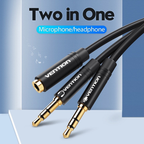 Cable Audio Vention 3.5mm Mic Y Sonido A Auxiliar 30cm 10 Pz