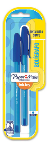 Boligrafo Inkjoy Punta Fina Paper Mate Azul Blister X2