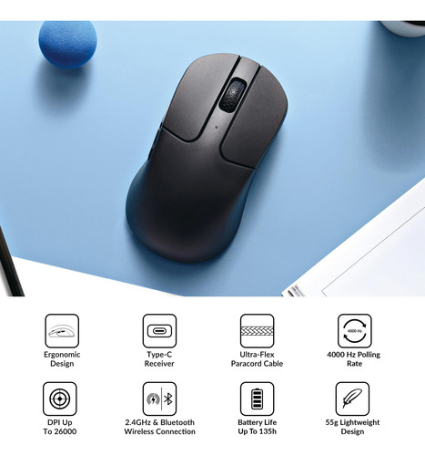 Keycron M3 Mini 4k Bluetooth Optical Mouse, Sensor Pixart 33