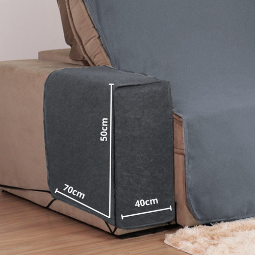 Kit Capa Sofá Retrátil Manta Antigato Arranhador 2,20m Top Cor Cinza Suede