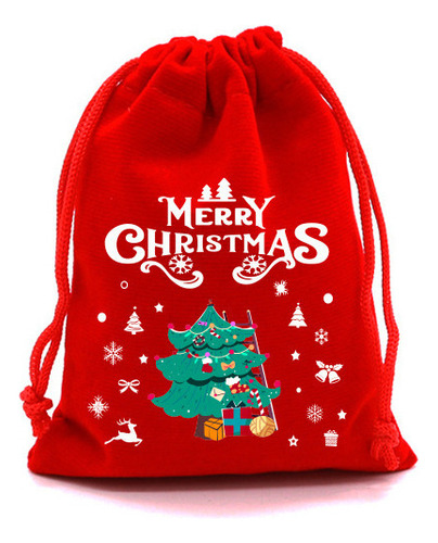 Bolsas De Regalo Navideñas De Terciopelo Rojo Con Cordón Par