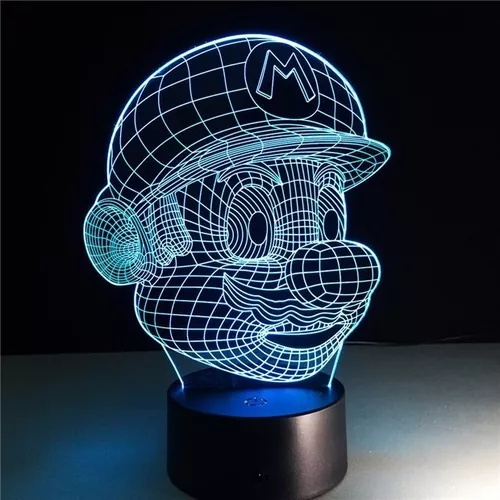 Lampara Led 3d Rgb Holograma Con Control Mario Bross Gamer