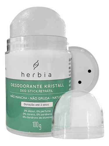 Kit 2 Desodorante Cristal Deo Stick 100g Hérbia Natural