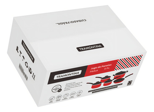 Juego de Utensilios de Cocina Tramontina Aluminium Coimbra de 5 piezas, color rojo