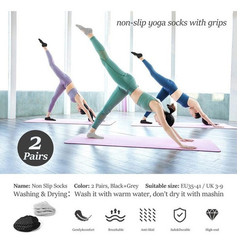 Imagen 5 de 7 de 2 Pares De Calcetines De Yoga, Antideslizantes, Pilates, Yog
