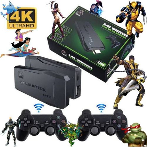 Videogame Stick 4k 64gb 2 Controles Sem Fio Jogos Retro