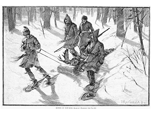 Caza De Alces 1885 Nhunting Alces En Raquetas De Nieve Graba