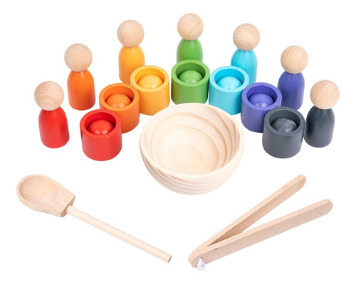 Bolas En Tazas Juguete Montessori 7 Colores Clasificación Y