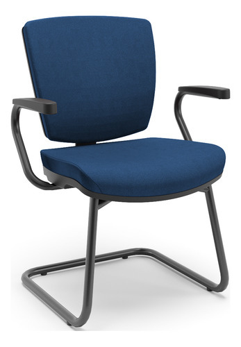 Kit 3 Cadeiras Fixa Ergonômica Preto Bx Flexi Poliéster azul