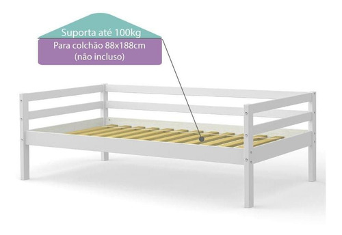 Bicama Infantil Prime Com Grade De Proteção Iv Madeira Maciç Cor Branco