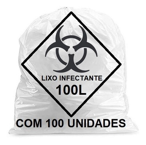 Imagem 1 de 3 de Sacos De Lixo Infectante Hospitalar 100 Litros 100 Unidades