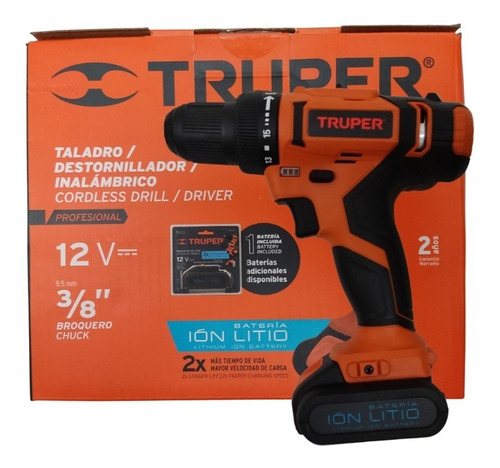 Taladro Inalámbrico Profesionl 3/8pLG 12v Cod.18153 Truper