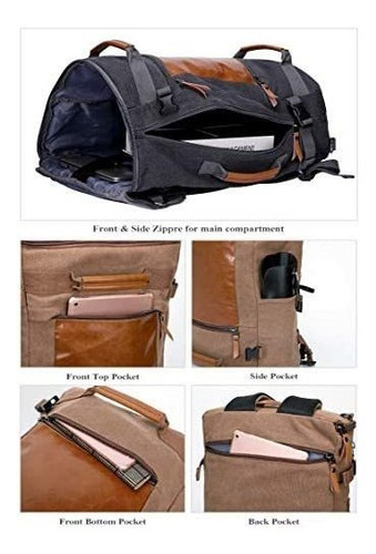 Witzman Men Vintage Lona Mochila De Viaje Mochila Retro