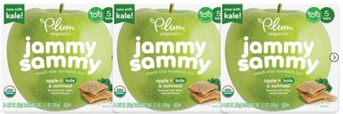 Plum Organics Jammy Sammy Snack Bebes Manzana 15pz