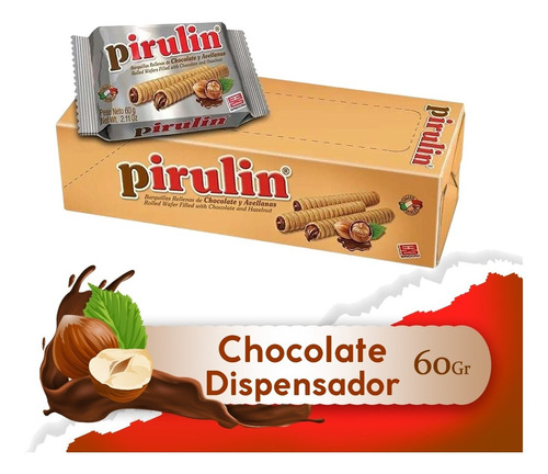 Pirulin Bandeja Chocolate Dispensador 12u De 60g 