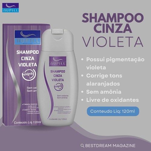 Shampoo Cinza Violeta Nupill Cabelo Sem Amonia 120ml